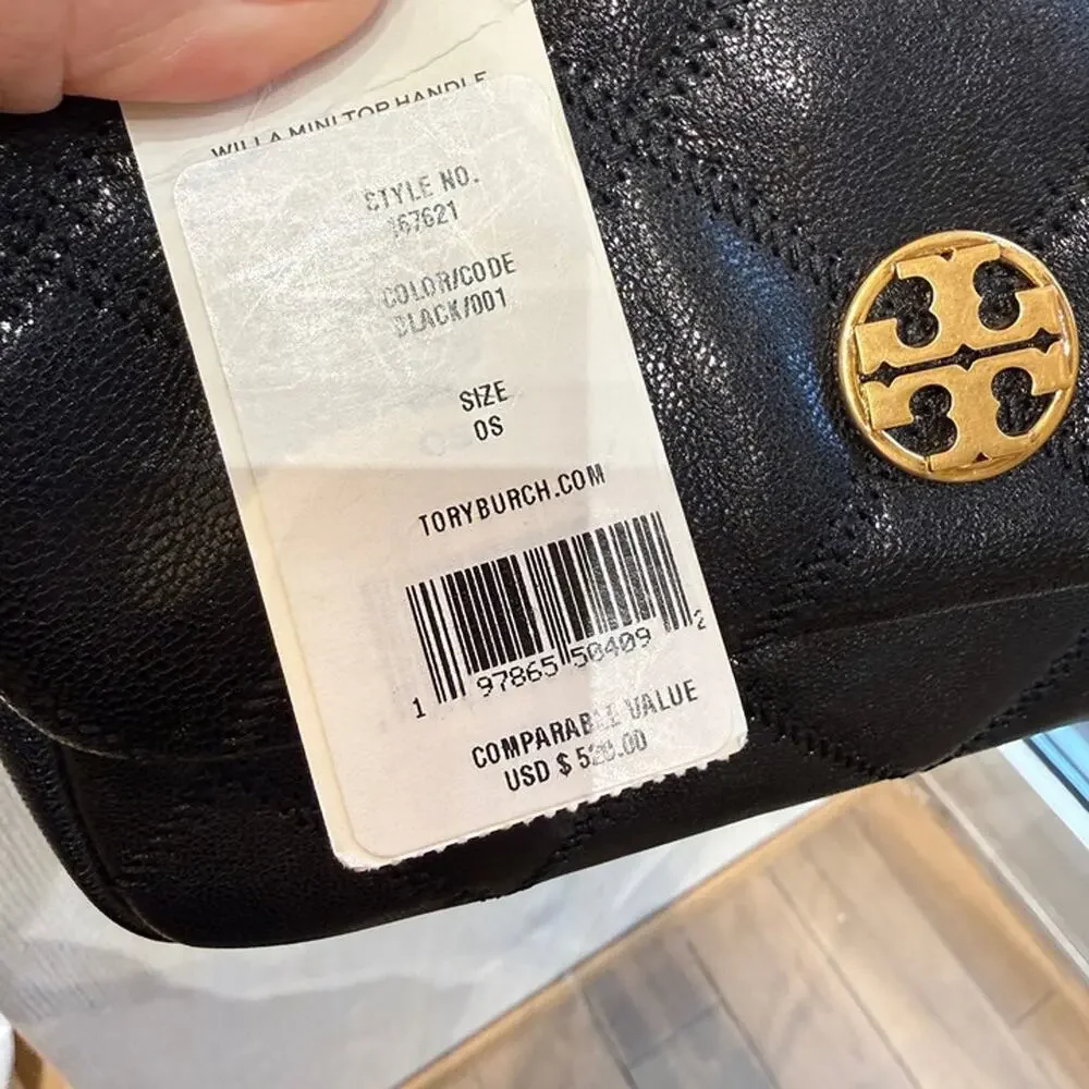Best Price‼️TORY BURCH WILLA MINI TOP HANDLE BAG 167621 Black $528
